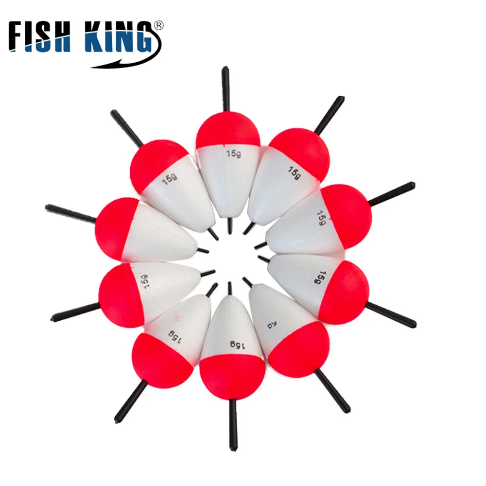 FISH KING-tubo flotante De pesca, 10 unidades/lote, 15g, flotador De espuma, Boias De Esca, Flotador Bobber, palo De luz De pesca para aparejos De pesca - imagen 3