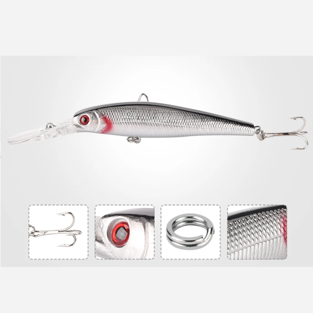 DAGEZI-señuelo de pesca para pececillos, 4 unids/lote, 14g, 15,5 cm, profundidad de natación de 2,7-4,5 M, cebo duro #4 ganchos Crankbait, aparejos de pesca duros Wobblers - imagen 3