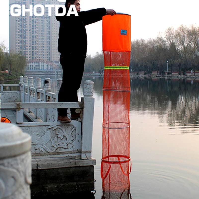 Cesta plegable de red para mantener a los peces vivos en el agua, diámetro de 25cm/33cm, longitud de 1,6 m, 1,8 m, 2,0 m, 2,5 m, 3,0 m, nueva - imagen 3