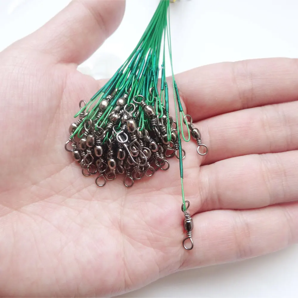 20 piezas/línea de alambre de acero para pesca, correa de sedal antimordida, Leader15-30cm de alambre de acero, conector giratorio a presión, accesorio de pesca - imagen 2
