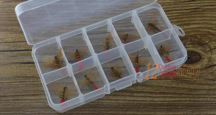 MNFT 10PCS 12 #   Marrón Emeger ninfa trucha moscas pesca con mosca señuelo Bugger gusano de lana mosca cebo caja bolsa paquete para opción - imagen 4