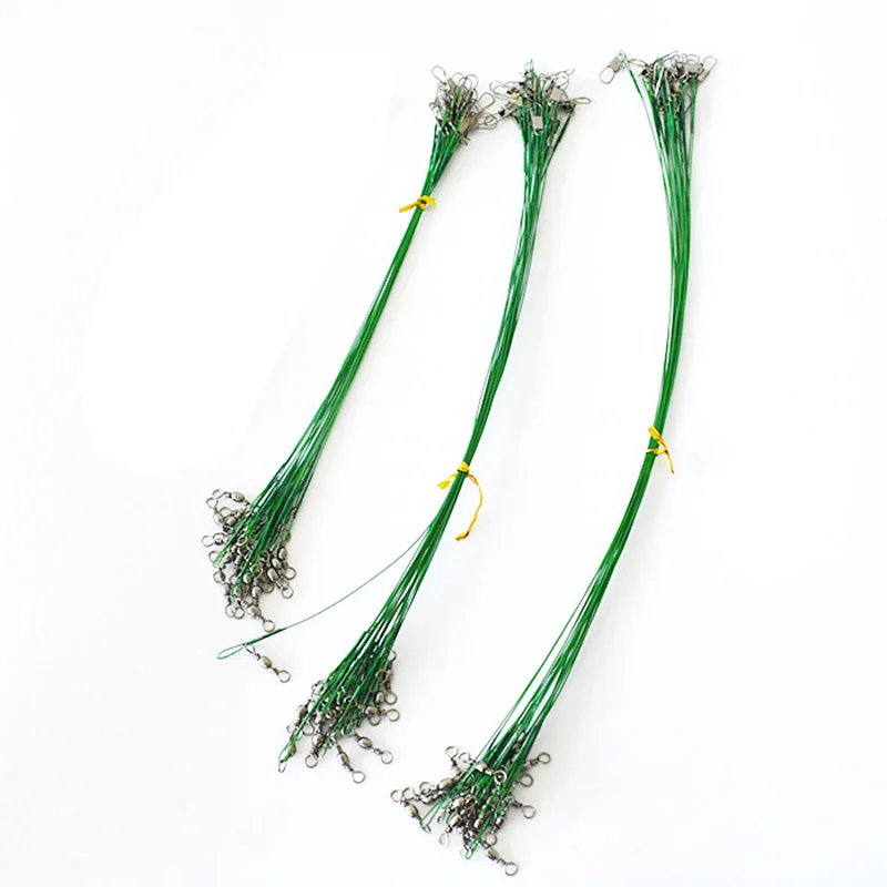 20 unids/lote de líder de alambre de acero inoxidable, 15cm/21cm/30cm, correa de sedal con broche giratorio, aparejos de pesca, señuelo de pesca XIAN001 - imagen 4