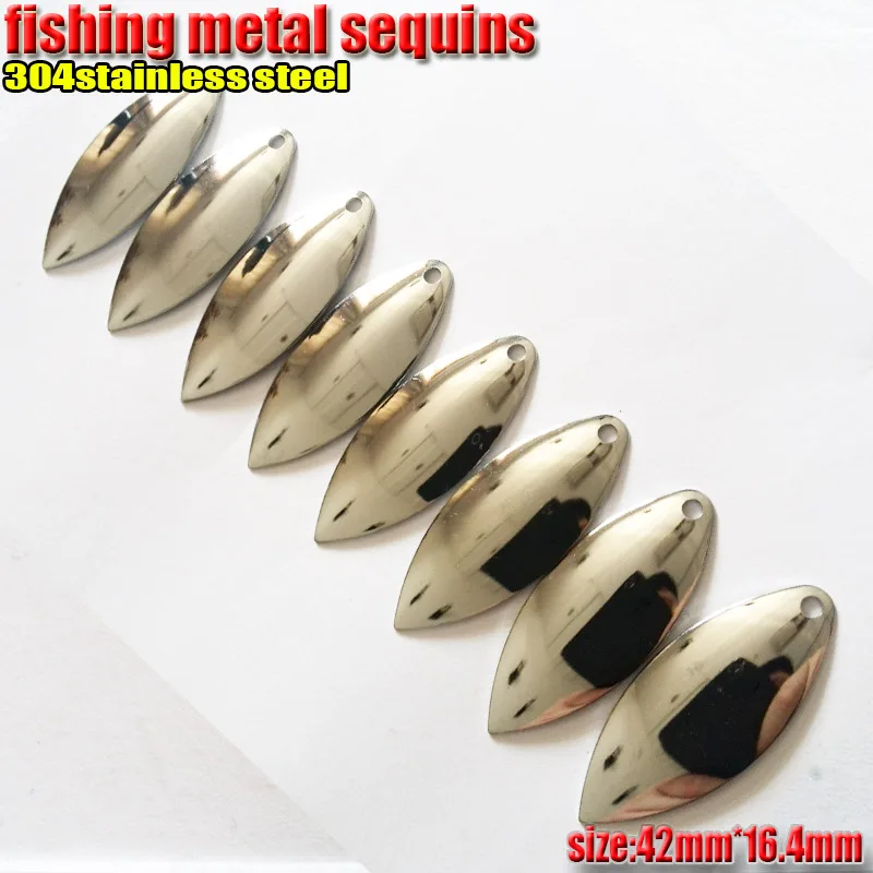Fishing metal lentejuelas sauce hoja cuchara longitud 42mm * ancho 16,4mm cantidad 10 unids/lote cromado - imagen 5