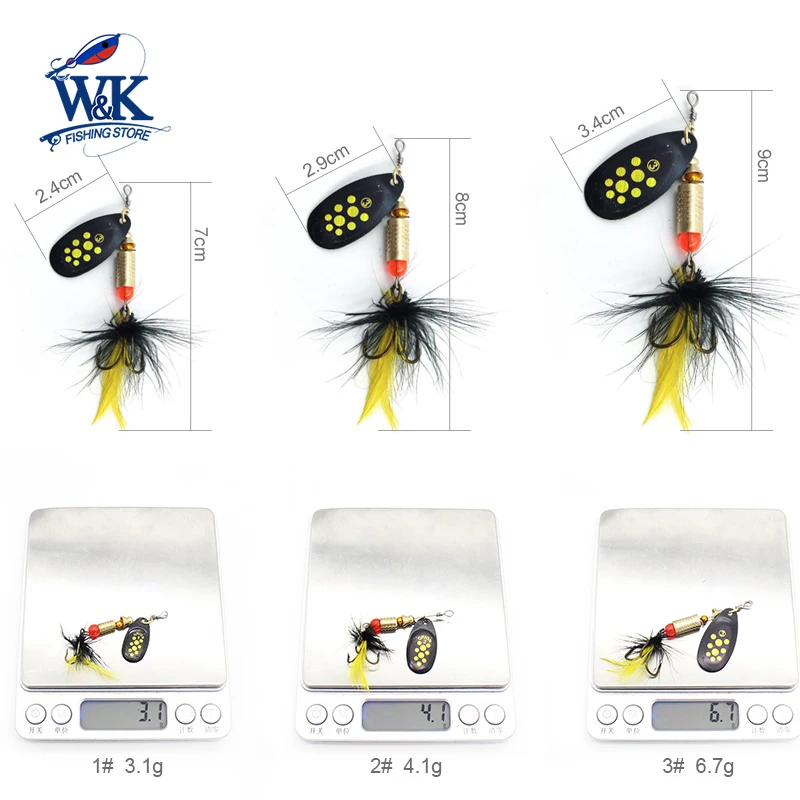 Kit de Señuelos de Pesca para estanque, cebos giratorios con anzuelos triples, pesca en río, trucha, carpa, salmón, perca, Walleye, 6 unidades por juego - imagen 5