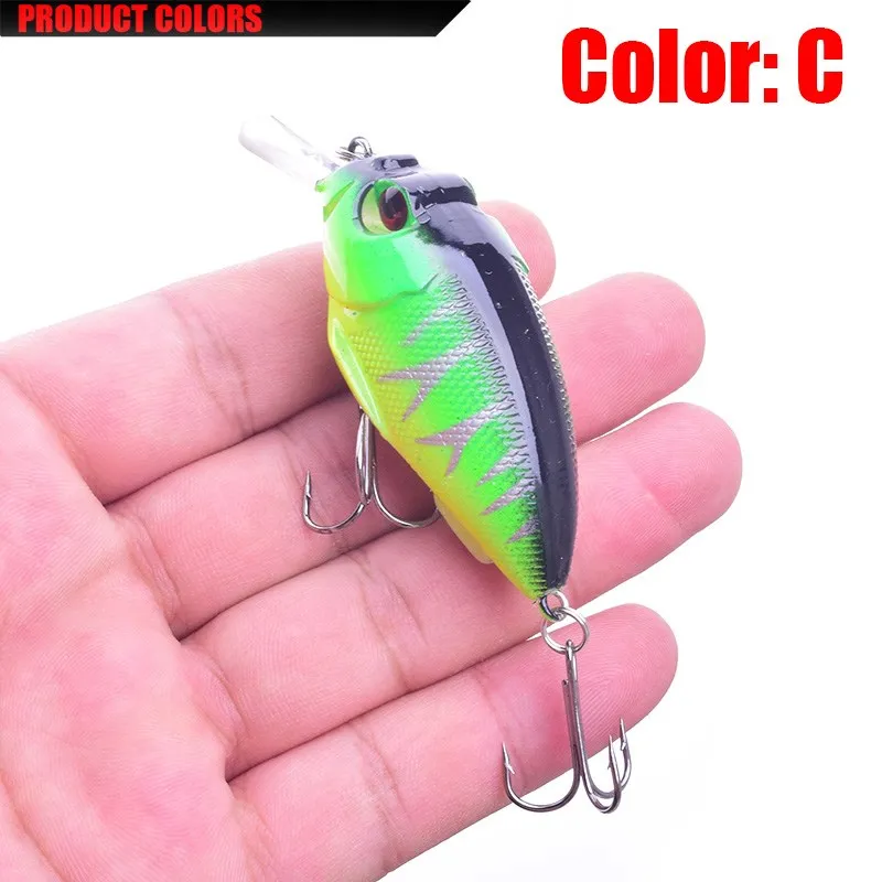 1 unidad de Señuelos de Pesca de 7cm, 10g, cebo duro para pececillos, señuelo para pesca de lubina, Crankbait, Swimbait, trucha, cebos de manivela con aparejos de anzuelos triples 8 # - imagen 5