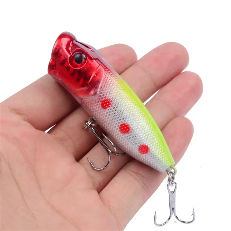 Señuelo de Pesca clásico Popper, 70mm, 11,8g, ojos 3D, duro Crankbait, lubina, Wobblers con 6 ganchos #, aparejos de Pesca Iscas, 1 unidad