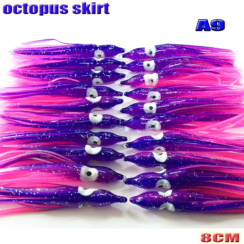 2025new pesca sotf faldas de pulpo accesorios de pesca señuelos de pulpo 17 tipos que usted elija cada tipo 20 unids/lote es de 8CM de longitud - imagen 2