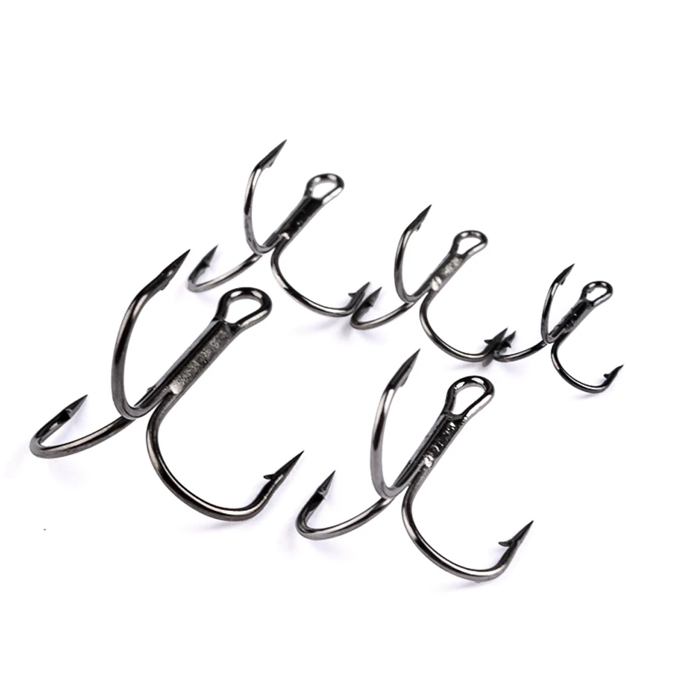 Anzuelos de pesca de níquel, 10 unids/lote, 1/0 #2/0 #3/0 #, anzuelos triples de acero de alto carbono, aparejos de pesca de pescado negro, gancho de alta resistencia para lubina - imagen 4