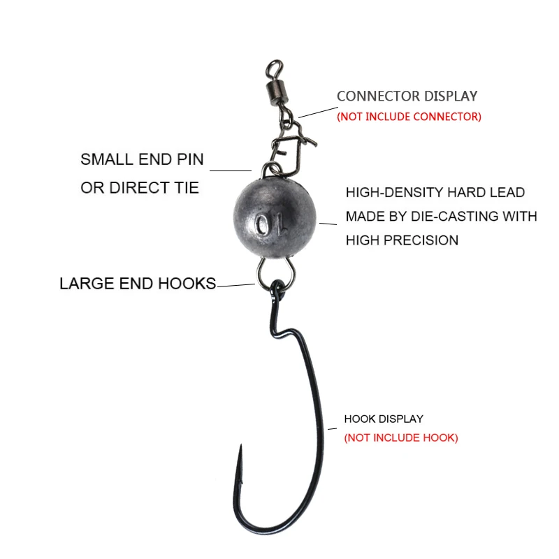 Gancho de manivela de 4g, 6g, 8g a 18g, Conector de liberación rápida de plomo, plomo - imagen 5