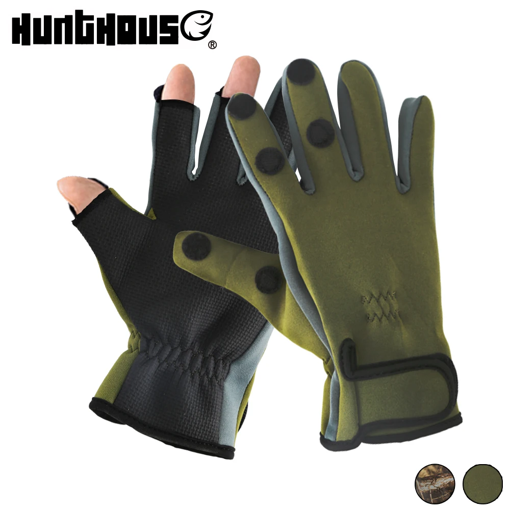 Hunthouse-guantes de pesca antideslizantes transpirables, resistentes al agua, tres dedos, equipo de pesca - imagen 5