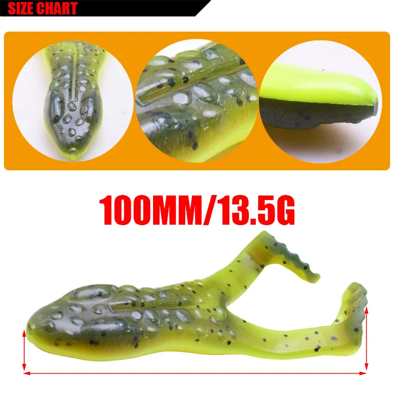 2 unids/lote pesca Rana suave señuelos realistas doble pies plantilla Wobblers 10,5 cm 13g bajo Swimbait artificiales de silicona cebo Pasca Peche - imagen 2