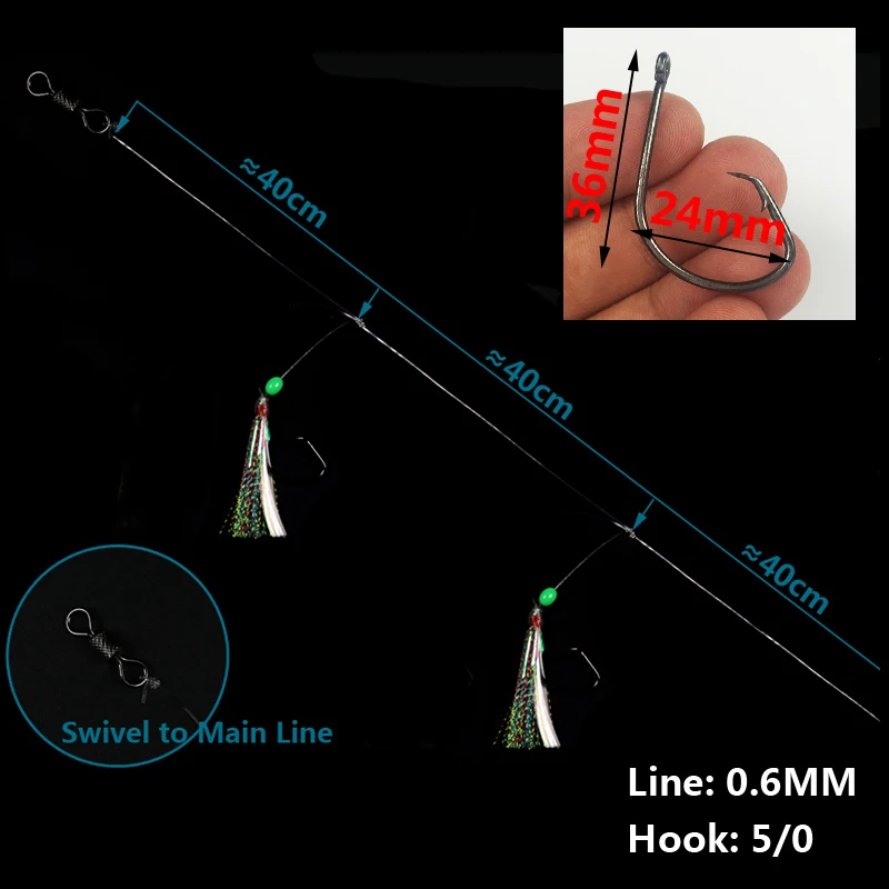 ¡Nuevo! Bimoo-aparejo de pesca brillante Sabiki, 10 bolsas, 5/0, pargo, trucha marina, aparejos de pesca Jigging luminosos - imagen 2