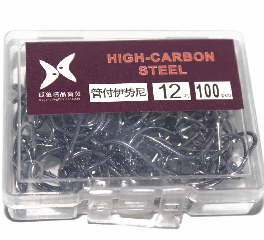 Anzuelos de pesca de acero con alto contenido de carbono, conjunto de anzuelos de alta calidad con púas, 100 unidades (GF) #3-#12 - imagen 4