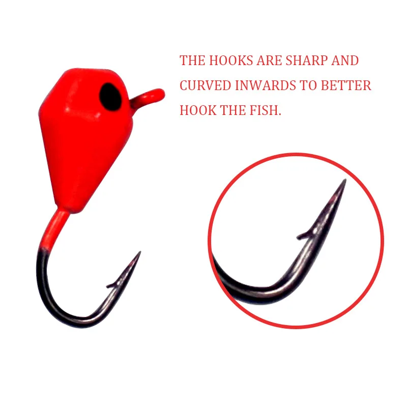 THKFISH-anzuelos de pesca en hielo, 70 piezas, con cabeza plomada, para agua dulce y nocturna, con púas, para invierno - imagen 4