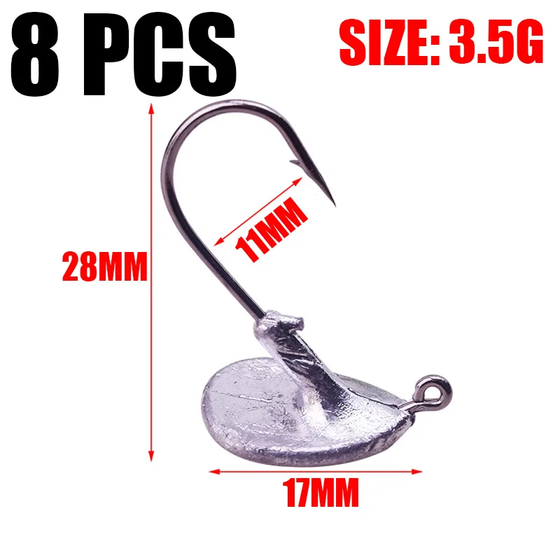 Proleurre-anzuelo de pesca de plomo con ranura para sangre, anzuelo de pesca con vaso, 3,5g, 5g, 7g, 10g, 14g, para señuelo suave de acero al carbono - imagen 4