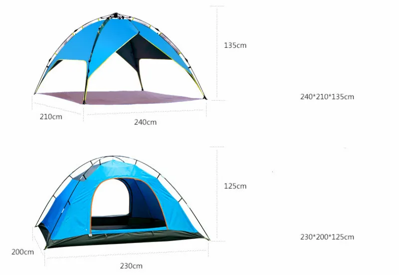 Tienda de campaña automática doble impermeable, traje familiar, tiendas de campaña turísticos, senderismo al aire libre, playa, viaje, colchón inflable - imagen 5