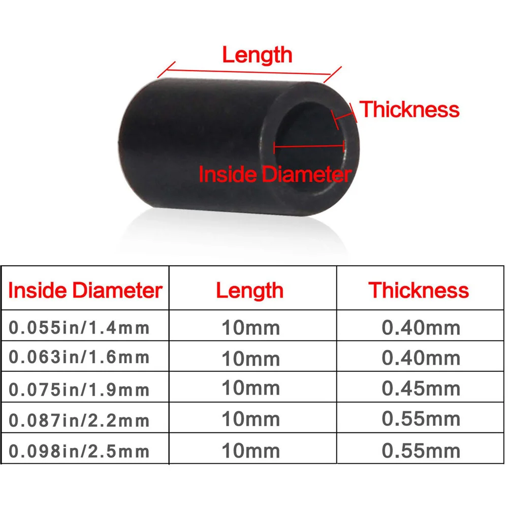 Manguito de engarce para sedal de pesca, accesorios de engarce de 500mm-1,4mm, color negro mate, 2,5 unids/caja - imagen 2