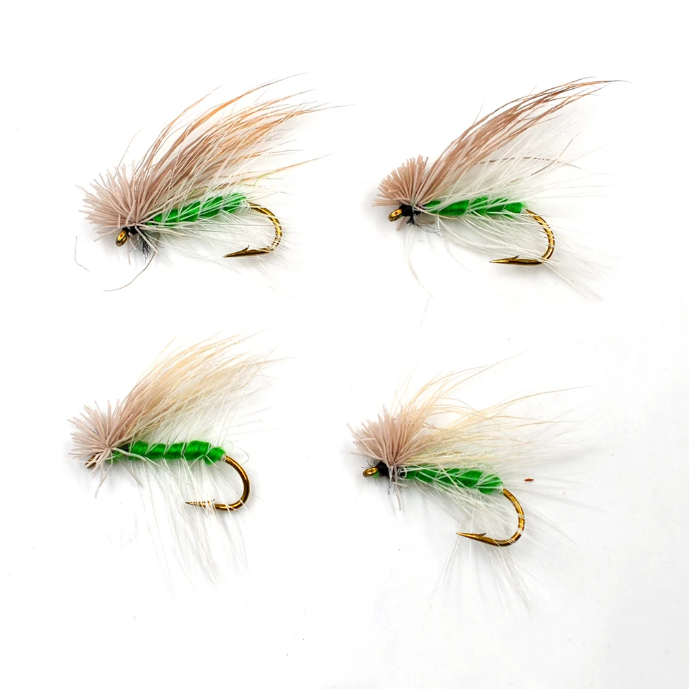 MNFT-señuelo de pesca con mosca seca, cebo Artificial para trucha, insectos de cuerpo verde, estilo, moscas de salmón, aparejos de pesca, 10 Uds., #10 - imagen 3