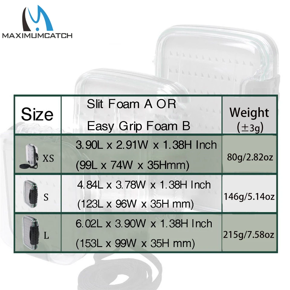 Caja de pesca con mosca Maximumcatch, inserto de espuma impermeable de plástico, caja de pesca con mosca transparente de doble cara - imagen 3