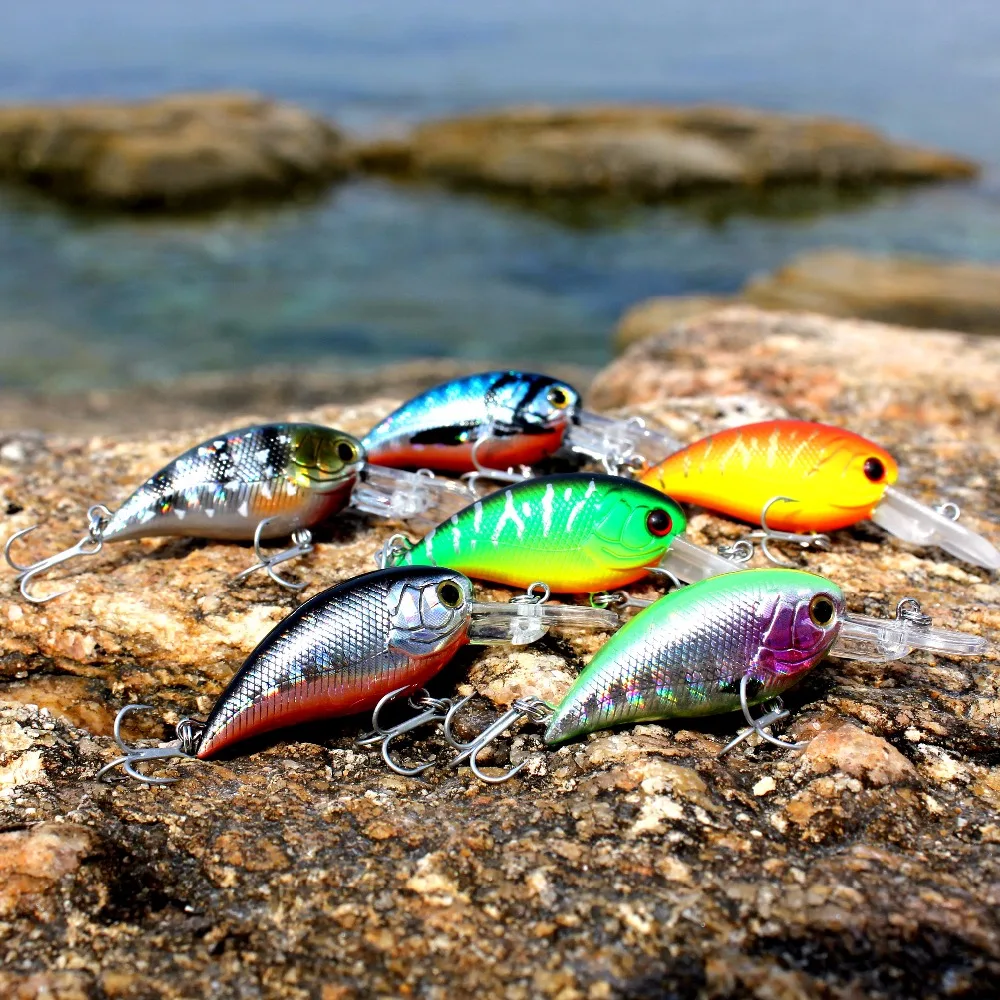 AOCLU-Cebo flotante Wobbler, manivela Minnow, señuelo Shad, gancho VMC para barco de bajada, pesca de lubina, 50mm, 3,0G, buceo 0,3-0,8 m - imagen 5