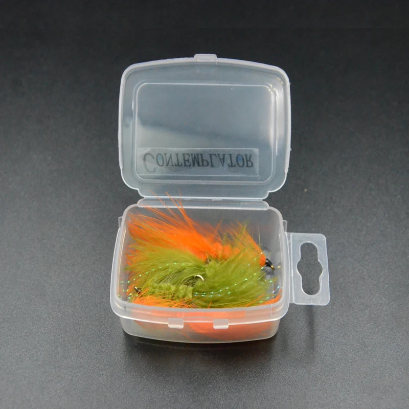 CONTEMPLADOR 10 #   4 Uds. De serpentinas de Bugger de lana, Señuelos de pesca con mosca, 2 colores, pluma de marabú, agua salada/agua dulce, atado de moscas, cebo de trucha