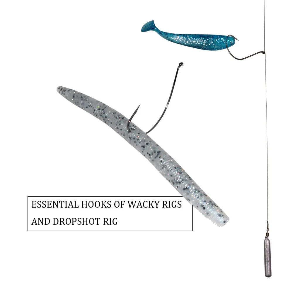 THKFISH 50 Uds anzuelos compensados para pesca anzuelo loco # 2 # 1 # 1/0 # 2/0 # 3/0 Dropshot Ganchos Texas Rig Para Crappie Walleye Bass - imagen 4