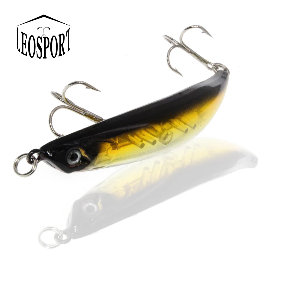 LEOSPORT-SEÑUELOS DE PESCA DE pececillos duros, cebo Artificial de lubina con 2 anzuelos triples, 9cm, 7,6g, 5 colores, novedad - imagen 5
