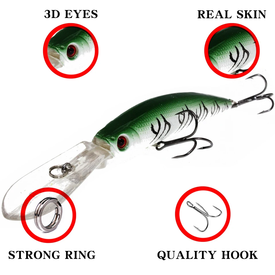 Señuelo de pesca Wobbler, cebo de manivela grande, Minnow, lubina, curricán Artificial, Lucio, carpa, 1 ud., 14,5 cm/15g, novedad - imagen 3