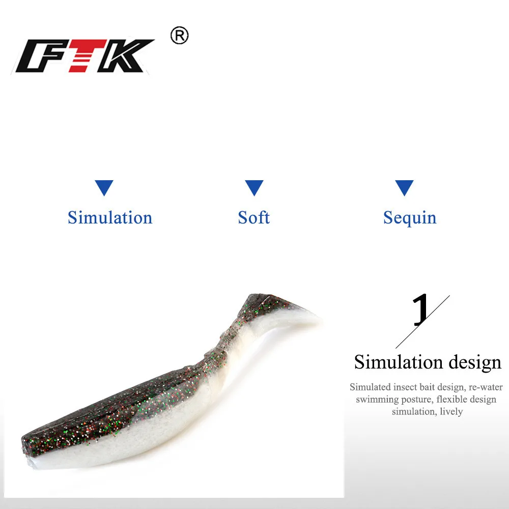 FISH KING-SEÑUELOS blandos de pesca de silicona Artificial, 80mm, 100mm, cola en T, 7,5g, 14g, Wobblers - imagen 4