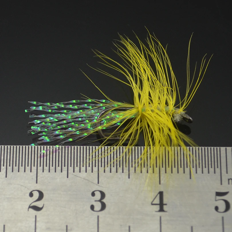 MNFT 9# Trout Salmon Steelhead Fly Fishing Streamer Flies With Bright Yellow Beard 10PCS/LOT Promotion Price - imagen 3