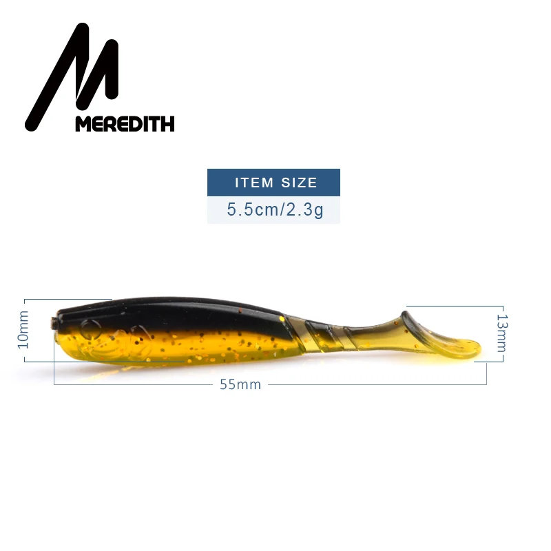 Meredith-señuelo de pesca suave, cebo profesional de 2,16 &quot;, 10 piezas, 55mm/2,3g, calidad de silicona, doble Color, Wobblers artificiales para carpa - imagen 4