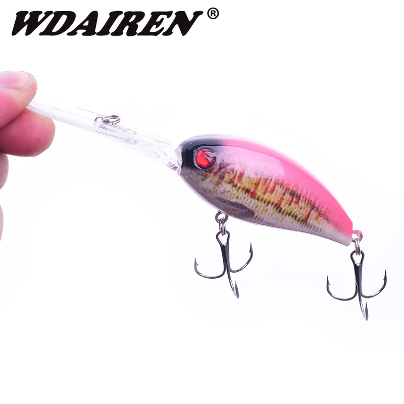 WDAIREN-SEÑUELOS DE PESCA DE 11,5 cm y 18,5g, anzuelos duros con manivela Minnow, 6 colores, anzuelos VMC, aparejos de agua dulce y salada - imagen 4