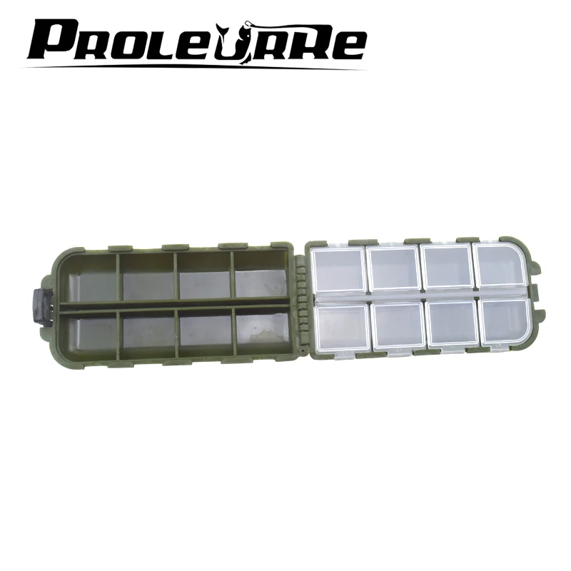 Proleurre-caja de aparejos de pesca de plástico verde militar, compartimentos de gancho, estuche de almacenamiento, herramienta de almacenamiento de señuelos giratorios de pesca al aire libre - imagen 4