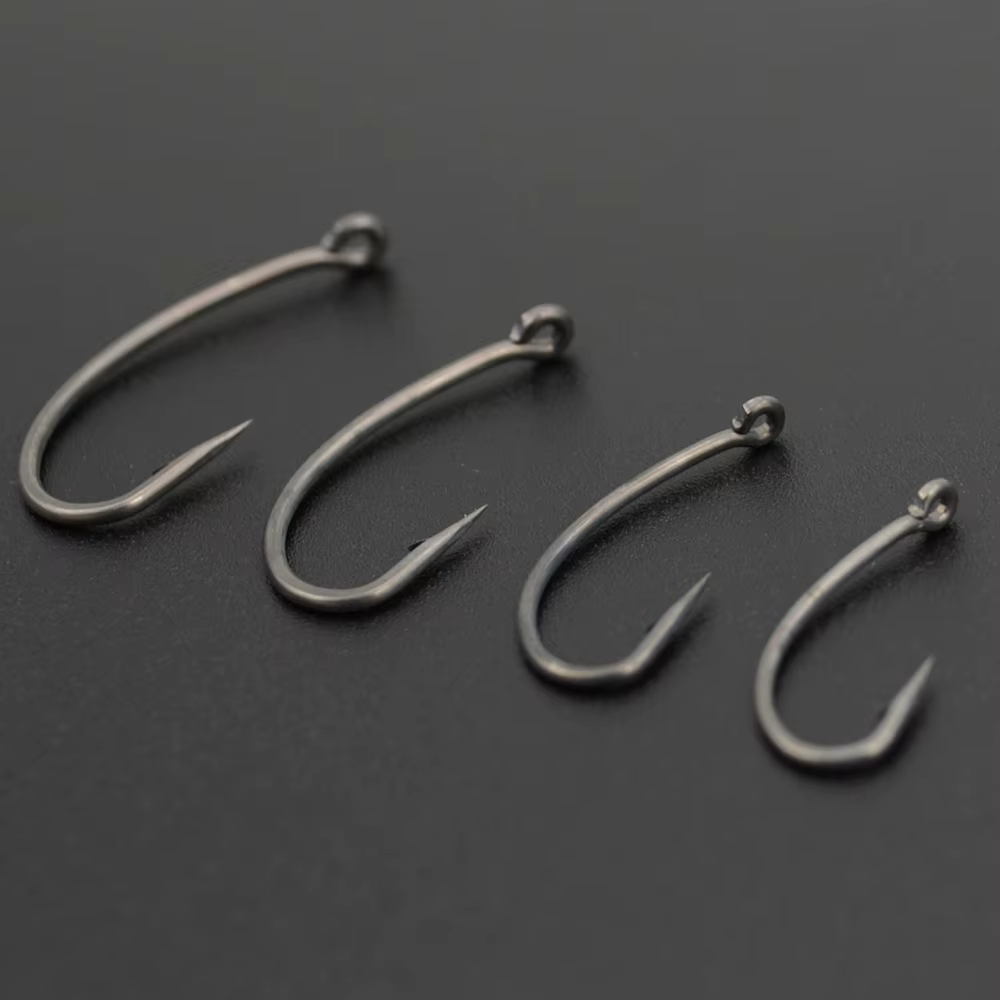 Hirisi 100 Uds. Paquete de anzuelos de pesca de carpa con púas de acero inoxidable con revestimiento de alto carbono con caja Original al por menor 8003 - imagen 2