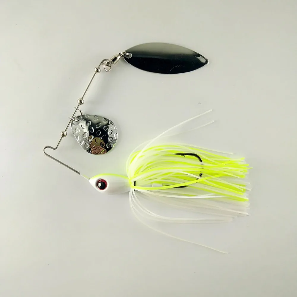 BassLegend-pesca DB-Spin cebo de Metal Spinnerbait doble hoja Bass Pike trucha Chub señuelo 10g - imagen 2