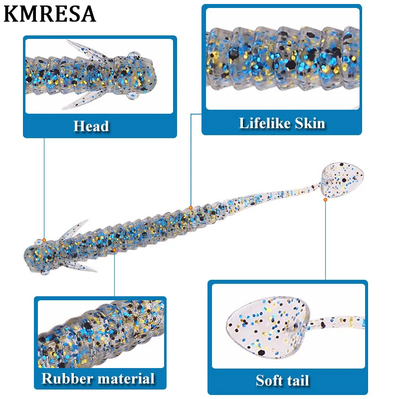 KMRESA-SEÑUELOS blandos de 75mm/2g, aparejos de Pesca, artificiales, cola en T, Swimbait, 8 unids/lote - imagen 3