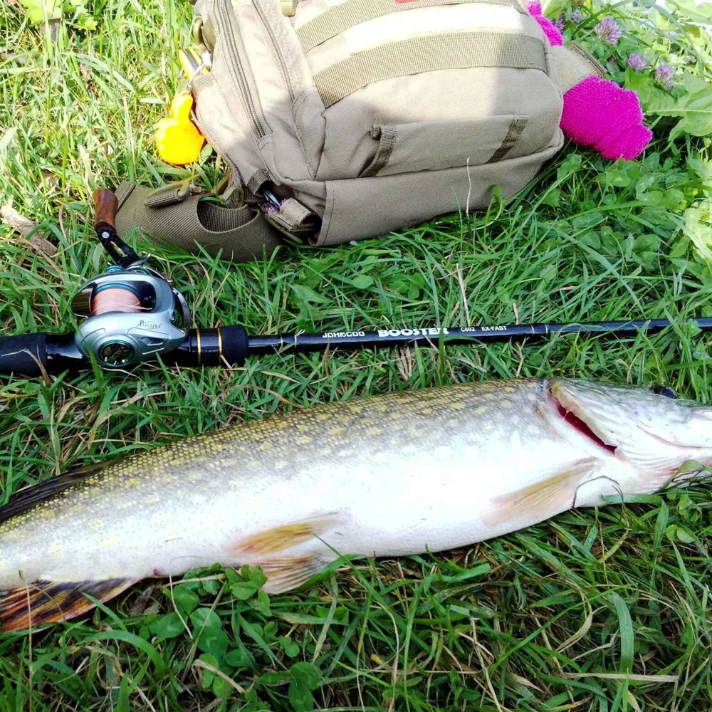 JOHNCOO-caña de pescar giratoria Booster, con 2 puntas M/ML, 5-28g, acción rápida Ex, 2,1 m, 2,4 m, caña de pescar giratoria y caña de Baitcasting - imagen 5