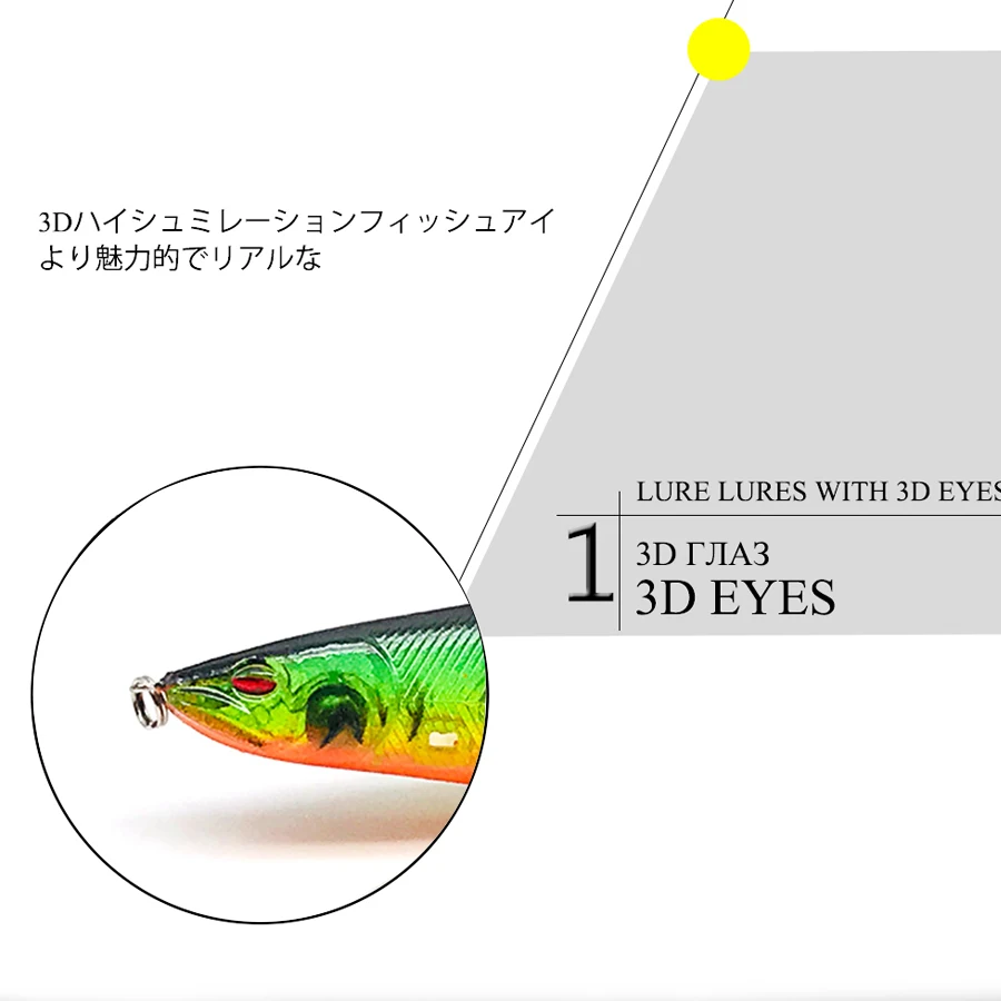 Experimente la emoción de la pesca con nuestros señuelos de los ojos en 3D diseñados para una mejor visibilidad y rendimiento