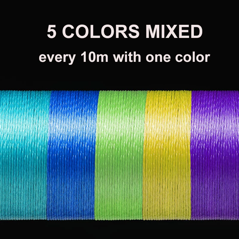 LINNHUE-línea de pesca trenzada de PE de 100M, 9 soportes, 19-132LB, 5 colores mezclados, multifilamento japonés, para pesca de carpa, trenza de agua salada - imagen 5
