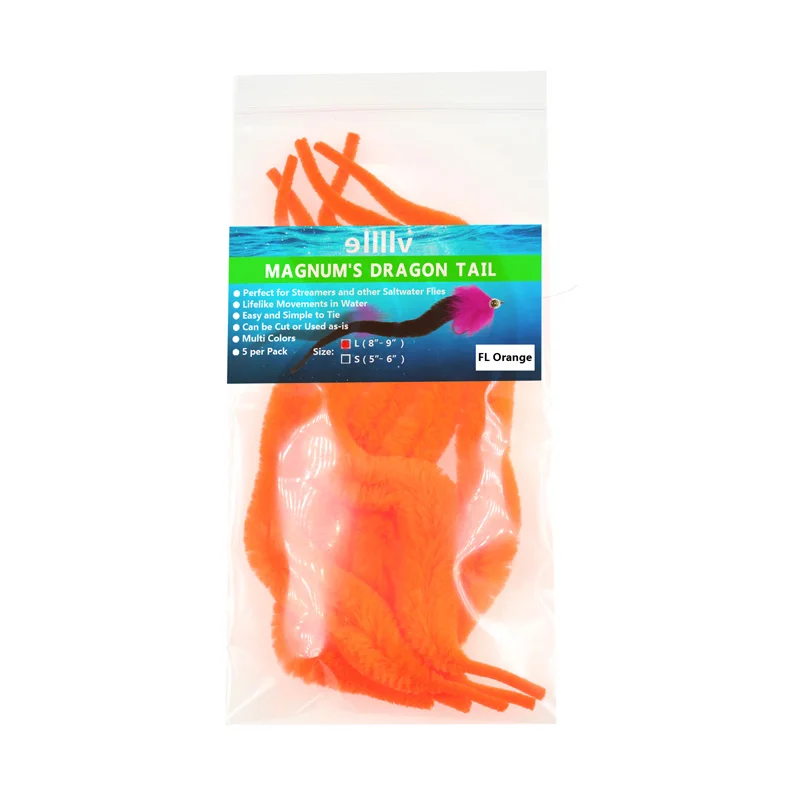 Cola de dragón Magnum para pesca en agua salada, señuelo de mosca, Material de atado de peces, Lucio, muskkie, 12 colores, 5 unids/lote por paquete, nuevo - imagen 5