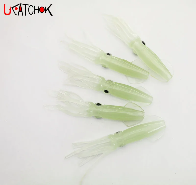Señuelo de pesca de sílice, cebo artificial luminoso de imitación de pulpo falso, 11cm y 8g, 10 unidades - imagen 2