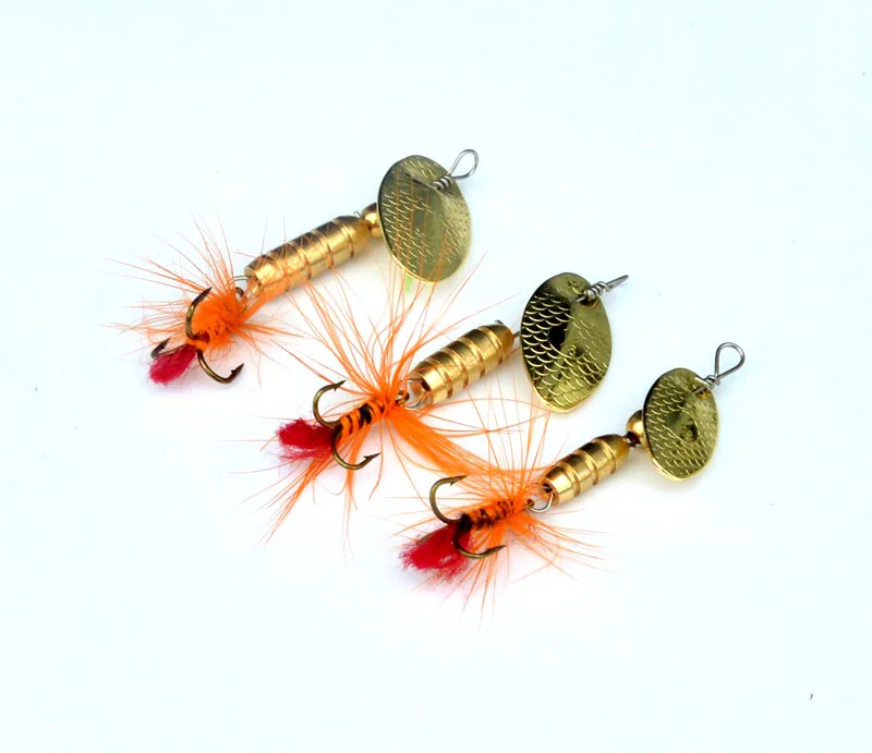 Señuelo de pesca Spinner cebo compuesto cebo 3-5,5g cucharas de rotación plantilla de plumas cebos artificiales Buzz lote 3 piezas - imagen 5