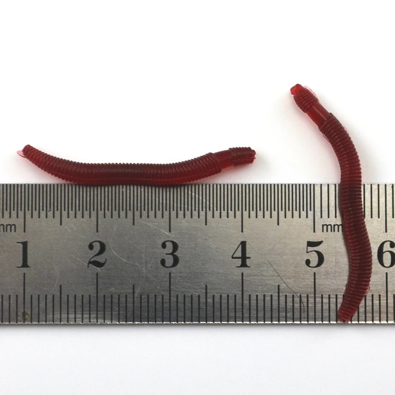 MNFT-señuelo de pesca Artificial, 100 unidades, 3,5 CM, lombriz de tierra de simulación, gusanos rojos, cebo suave, señuelo de pesca de carpa, cebo Artificial - imagen 3