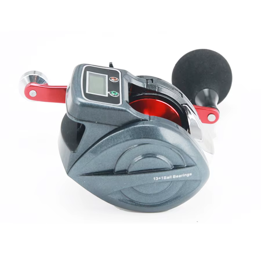 Carrete de pesca Baitcasting contador en Metro 6,3: 1 carretes de cebo Digital carrete de Metal completo rueda de agua salada arrastre de bobina T4 - imagen 4