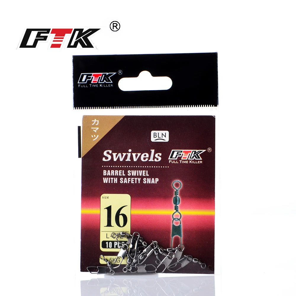 FTK-barril giratorio de pesca, Terminal de conector de señuelo, anzuelo a presión, tienda de aparejos de pesca, 1 paquete, 10 unidades por lote, 4 #-22 # - imagen 5