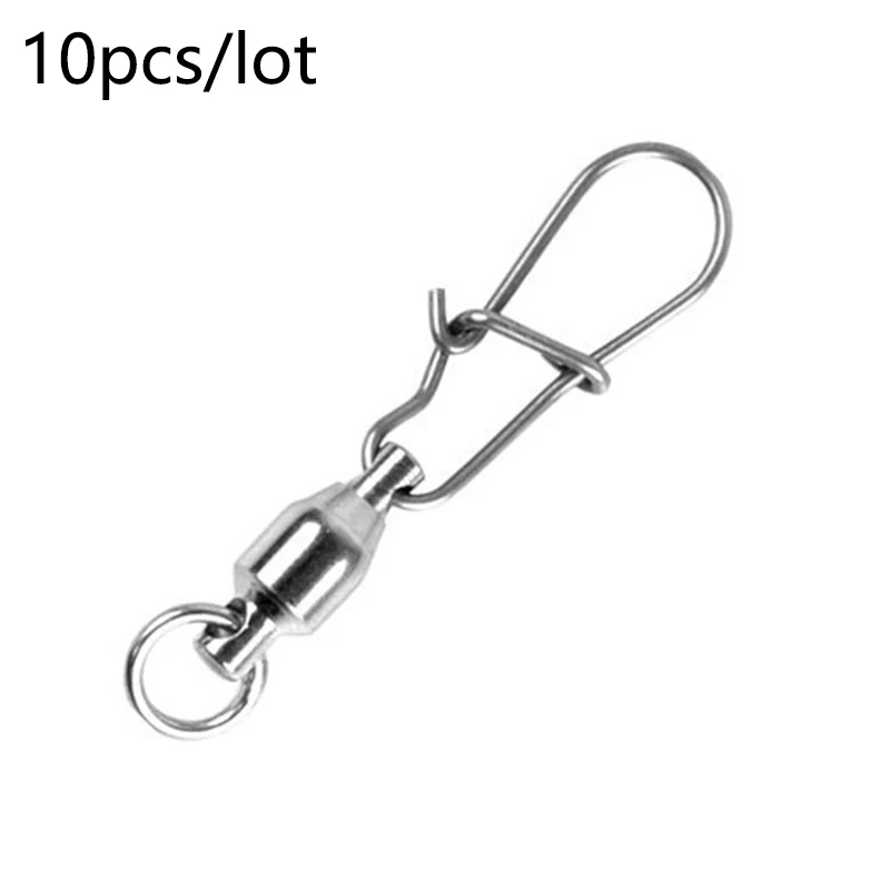 10 Uds./rodamiento de bolas giratorio de pesca con bonito broche plateado de acero inoxidable conector de señuelo de pesca duro accesorios aparejos - imagen 2