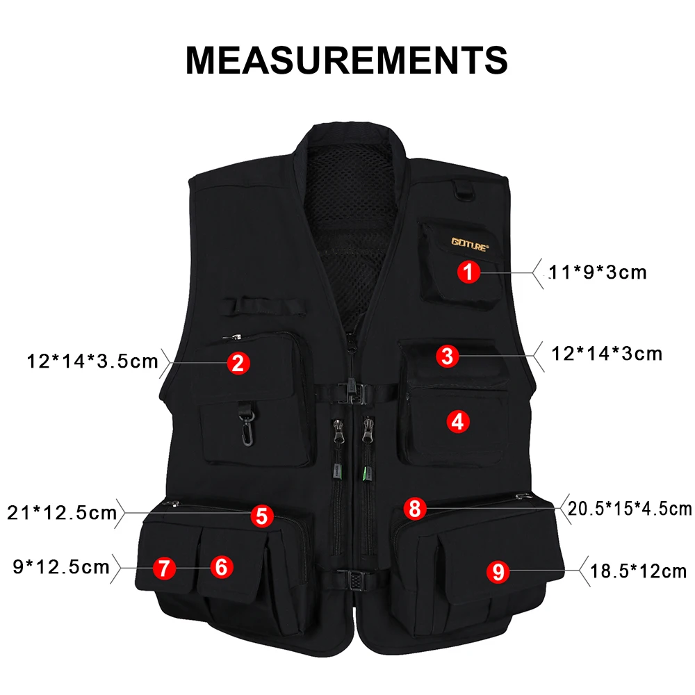 Goture-Chaleco de hielo multifunción para pesca al aire libre, chaquetas a prueba de viento, talla X/XL/XXL, Color negro - imagen 5