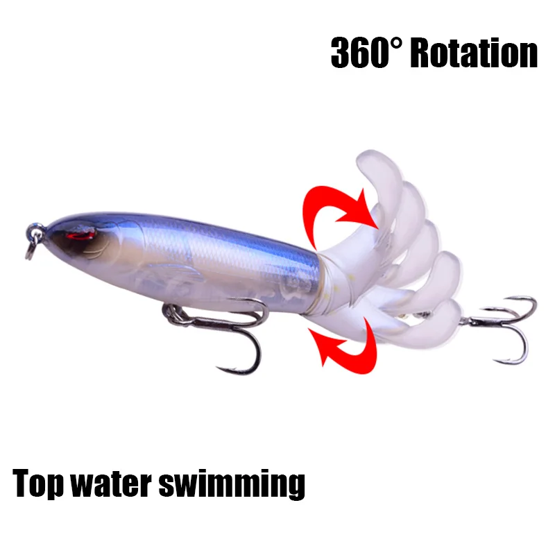 Whopper Popper-Señuelos de Pesca giratorios, 9cm, 13g, cola suave, Wobblers, ojos 3D, cebo duro Artificial, aparejos de Pesca, 1 ud. - imagen 4