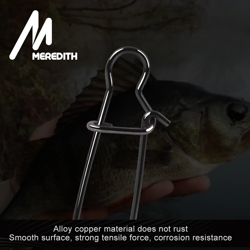 Meredith-Anzuelos de acero inoxidable, herramientas de enganche para pesca, pinzas de cierre rápido, anillos sólidos giratorios de seguridad - imagen 2