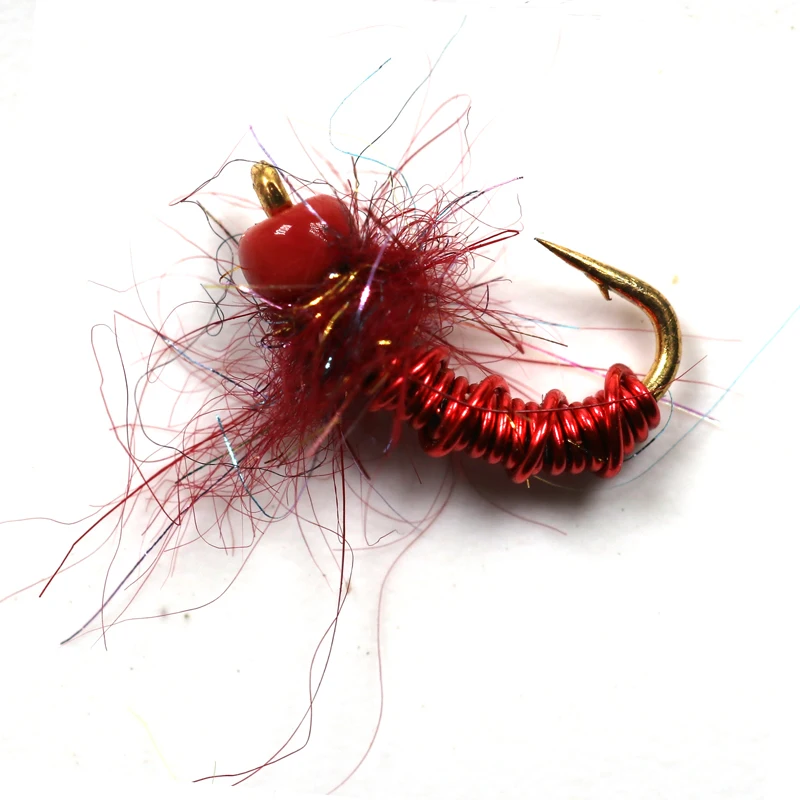 Bimoo-SEÑUELOS de pesca con mosca, 12 unidades, color negro, rojo y dorado - imagen 3